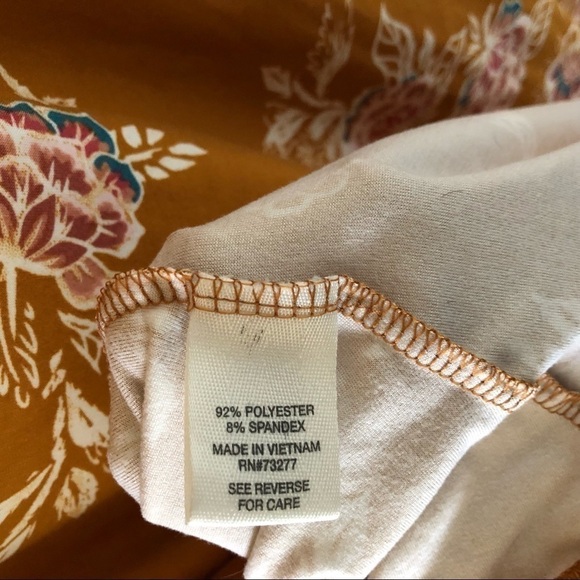 Mudd floral dress cut out back, long sleeve midi tunic dress. Mustard yellow M - Picture 2 of 7